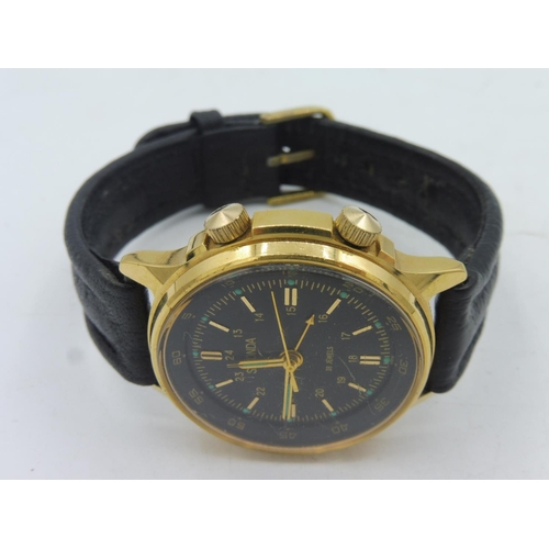 367 - Sekonda (161684) Gents 18 Jewel Watch with Black Leather Strap (Working when Tested)