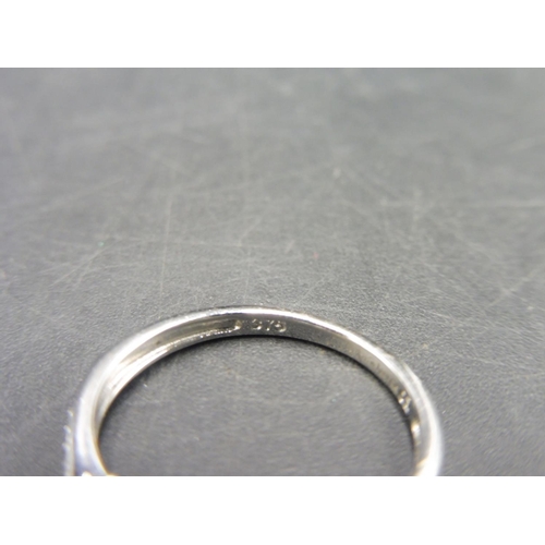 404 - Hallmarked Birmingham 375 White Gold Ring with Single stone in Diamante Mount (Size I) Complete with... 