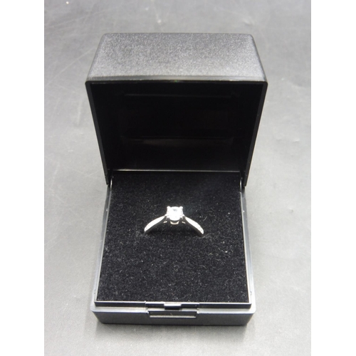 404 - Hallmarked Birmingham 375 White Gold Ring with Single stone in Diamante Mount (Size I) Complete with... 