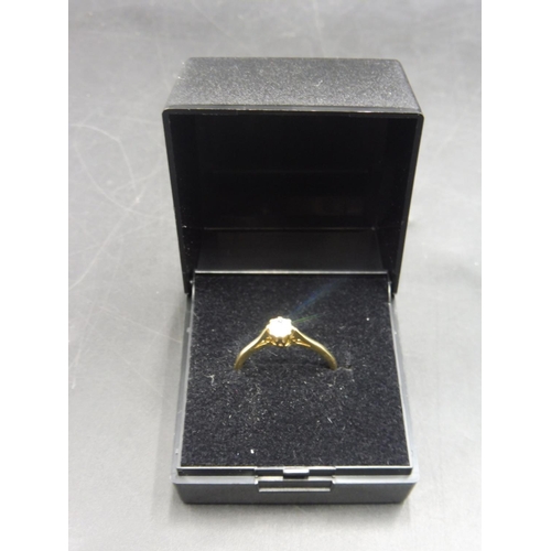 414 - Hallmarked Sheffield 375 Gold Solitare Ring (Size N) Complete with Presentation Box