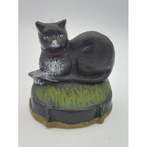 5 - Vintage Cast Iron Cat themed Door Stop