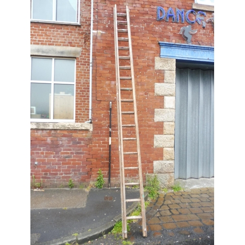 652 - Large 2 section wooden ladder  18 Rungs in each section