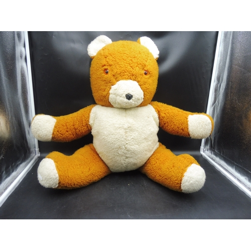 78 - Vintage Teddy Bear Orange and White with Black and Orange Button Eyes