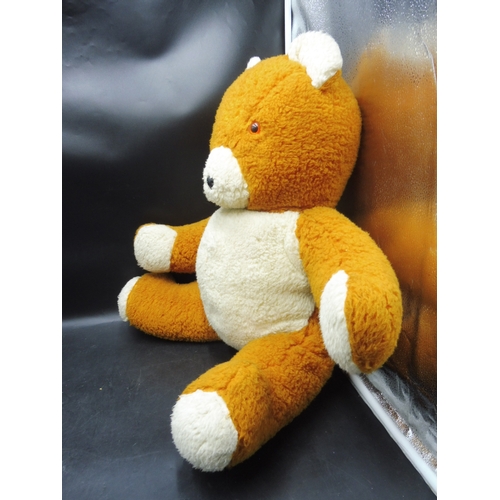 78 - Vintage Teddy Bear Orange and White with Black and Orange Button Eyes