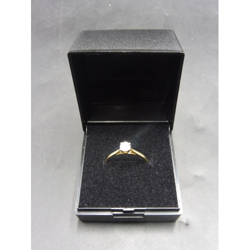 64 - Hallmarked Birmingham 375 Gold Solitare Ring (Size N) Complete with Presentation Box