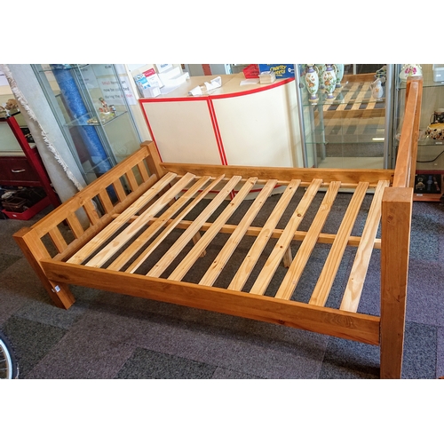 97 - Solid Oak Bedframe complete. 4ft 3 wide 6ft 8 long approx