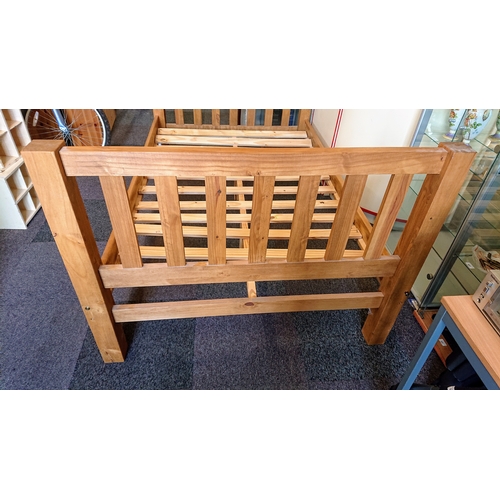 97 - Solid Oak Bedframe complete. 4ft 3 wide 6ft 8 long approx