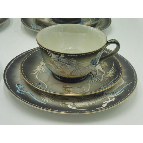 89 - Chinese Dragon Tea set to include Side plates, Milk jug, sugar Bowl