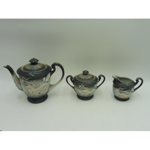 89 - Chinese Dragon Tea set to include Side plates, Milk jug, sugar Bowl