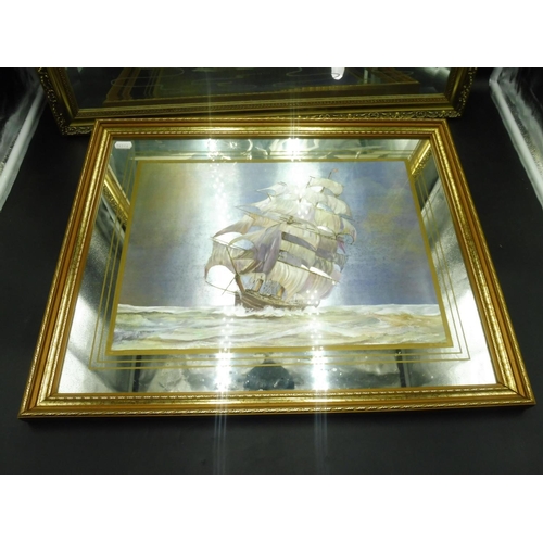 107 - Framed Etched Mirror depicting Horse and Carriage (26.5