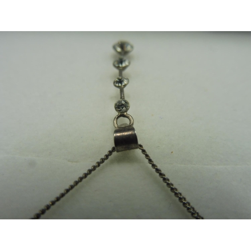 322 - Silver 925 4 Stoned Drop Pendant and Chain in Presentation Box