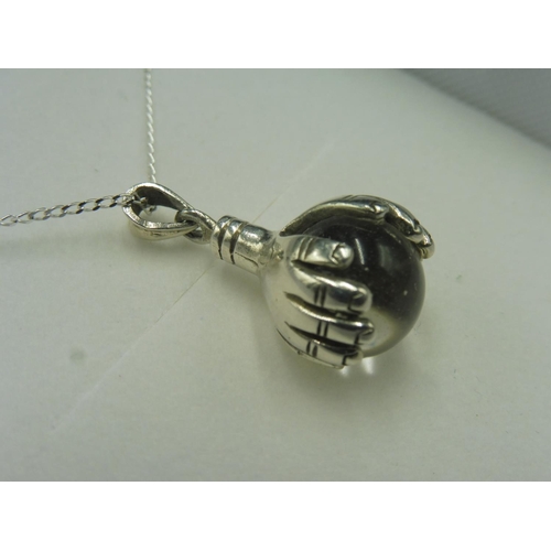 356 - Silver 925 Claw themed Pendant and Chain Complete with Presentation Box