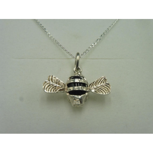 361 - Silver 925 Bee themed Pendant and Necklace Set in Presentation Box