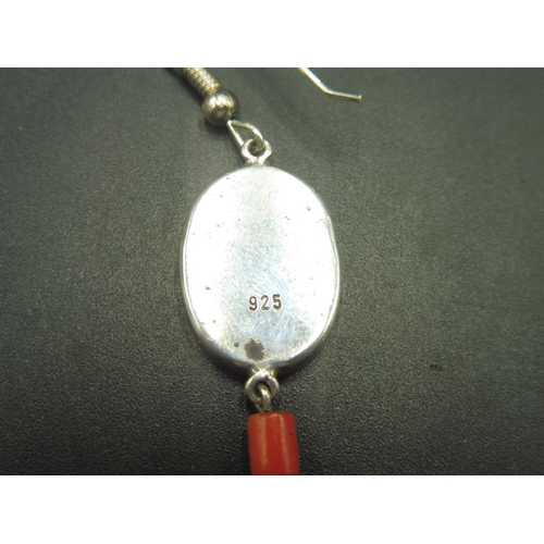 402 - Silver 925 drop earrings with head decoration