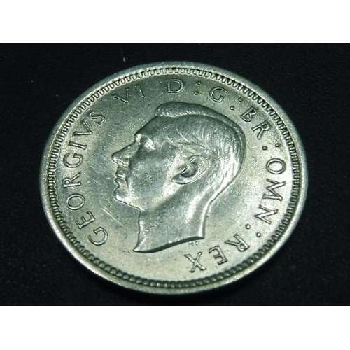 444 - George VI 1937 Silver Three Pence Coin (Almost Uncirulated)