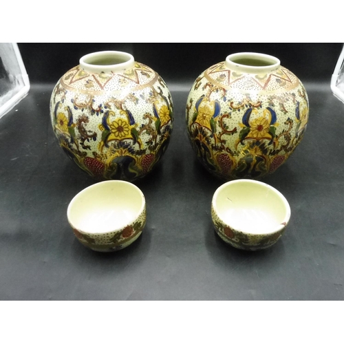 259 - Pair of Oriental Tube Lined Hand Painted Ginger Jars a/f