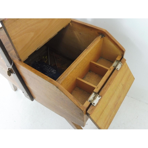 296 - Vintage Sewing Box approx 62cm to top of the handle & 57cm wide , 30cm Deep