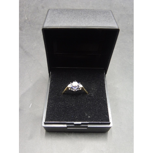 498 - Hallmarked London Gold 375 Diamond Ring (Size M) Complete with Presentation Box