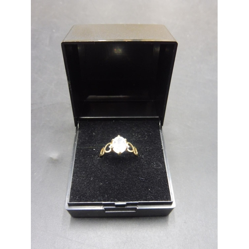 501 - Gold 375 Large Stoned Ring with Heart Decoration (Size M) Complete with Presentation Box