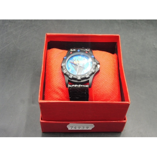 540 - Sega Sports watch with leather strap and complete with box