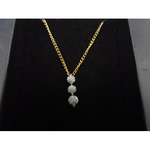 581 - Pave Diamond Necklace set Silver and Gold Plated Mount with Silver and Gold Plated Chain