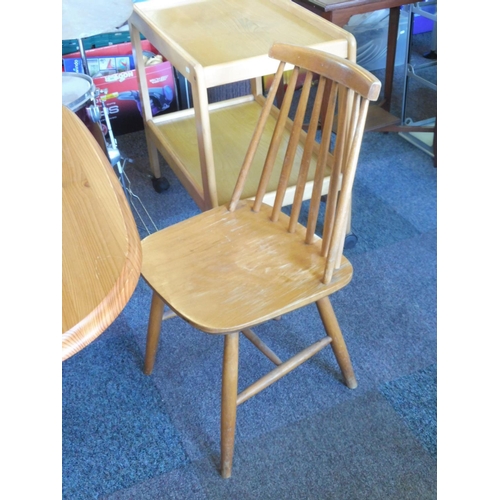 682 - Pine Extendable Dining table With Four Spindle Back Chairs with Unique Extending Section (79.5