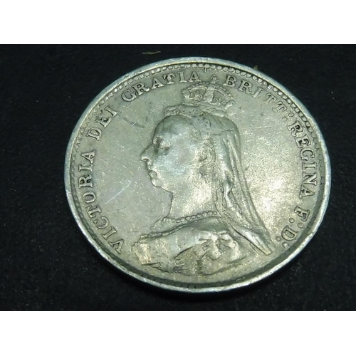 584 - Victoria Jubilee Head 1889 Silver Three Pence Coin