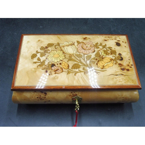 587 - Musical Jewellery Box with Large selection of Gents Signet Rings