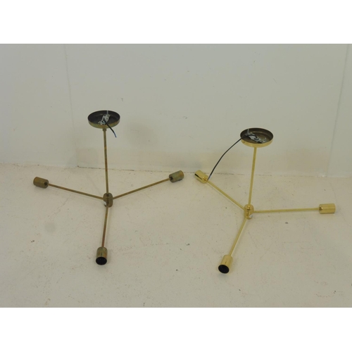681 - Two Brass Ceiling lights with Three lamps