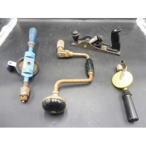 799 - Selection of Vintage Tools Including Bit and Brace, Plane and More