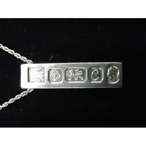 445 - Hallmarked Sheffield Silver Ingot / Pendant and Chain Complete with Presentation Box (24.49 Grams)