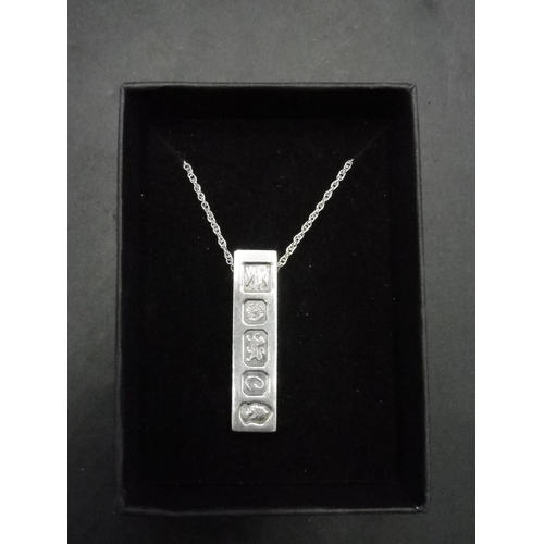 445 - Hallmarked Sheffield Silver Ingot / Pendant and Chain Complete with Presentation Box (24.49 Grams)