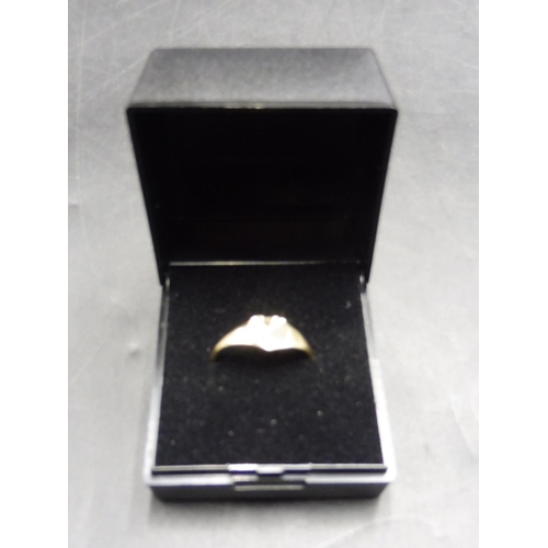 449 - Hallmarked Gold 375 Heart Shaped Ring (Size P) Complete with Presentation Box