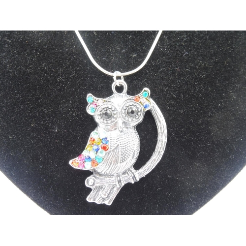 554 - Owl Pendant on chain with Matching Ring