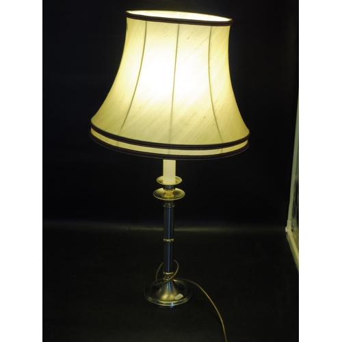 63 - Brass and Chrome Table Lamp with Shade 27.5