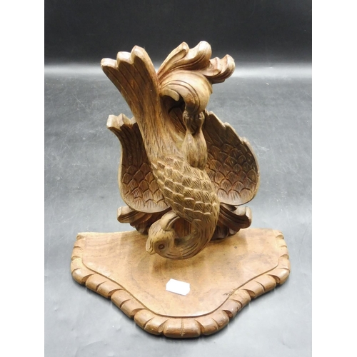 96 - 19th Century Black Forest Wood Carved Shelf Bird Design 10