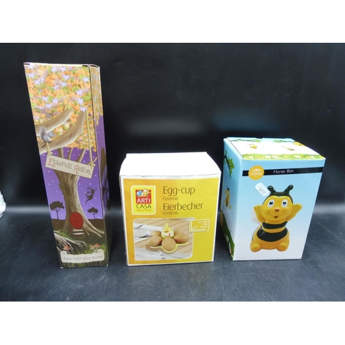 807 - Arti Casa Easter Egg Cup, Money Box and LED Glass Bottle (New in Original Boxes)