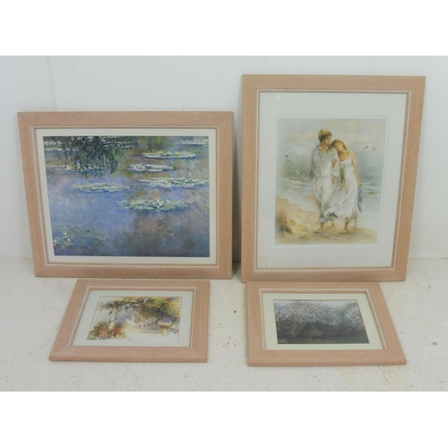 216 - Set of 4 Framed and Glazed pictures , 2 large and 2 small Large Measure 23