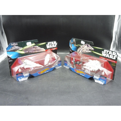 221 - Hot Wheels Star Wars Die-Cast Models including The Fighter vs Millennium Falcon and Star Destroyer v... 