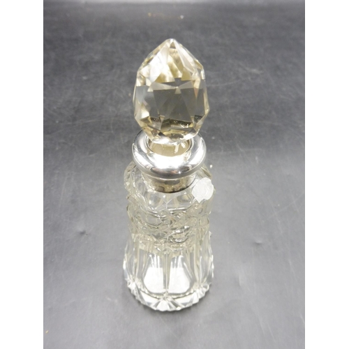 378 - Antique Hallmarked Silver Collar Cut Glass Perfume Bottle 5