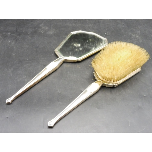 471 - Hallmarked Birmingham Silver Art Deco Dressing Table Brush and Mirror Set (375 grams)