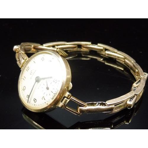 480 - Cyma Ladies 9ct Gold Watch and Strap (Weight 15.35 grams)