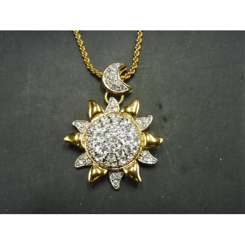 481 - Swarovski Sun & Moon pendant on Necklace