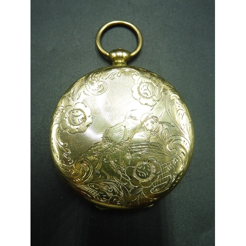 487 - Antique Circa 1912 Yellow Metal (No Hallmarks) Opening Watch Fob Style Photo Locket