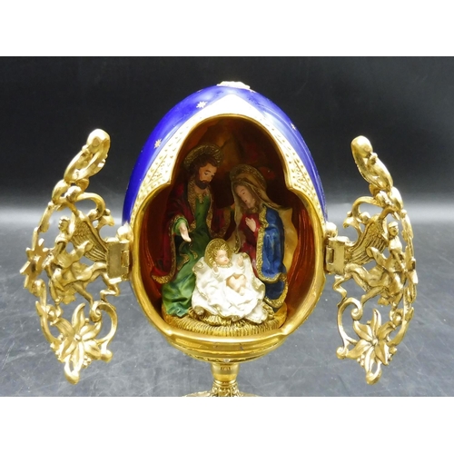 88 - Faberge Carved Egg No 1970 with Christmas Crib / Nativity scene 6