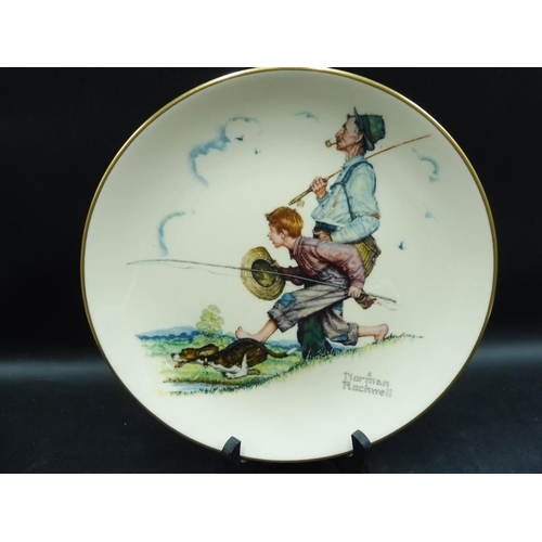 119 - Thee Collectable Plates Winter Gay Blades, Fall Pensive Pals, Summer Going Fishing by Norman Rockwel... 