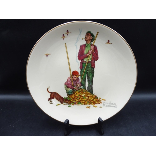 119 - Thee Collectable Plates Winter Gay Blades, Fall Pensive Pals, Summer Going Fishing by Norman Rockwel... 