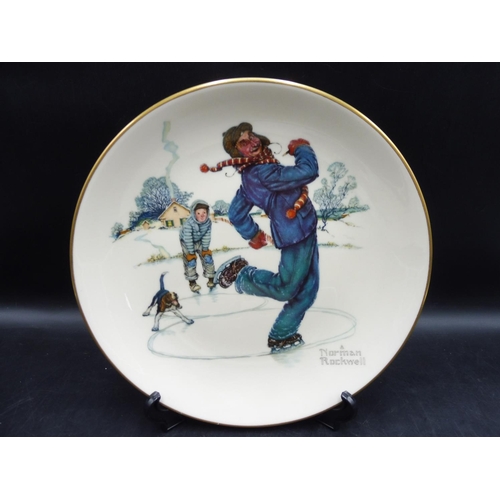 119 - Thee Collectable Plates Winter Gay Blades, Fall Pensive Pals, Summer Going Fishing by Norman Rockwel... 