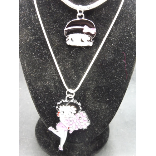 393 - Betty Boop Pendant and chain with matching Betty Boop Pendant on Bracelet and Pouch