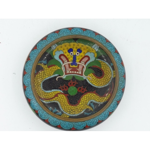 478 - An Early 20th Century Chinese Cloisonne shallow bowl with dragon decoration, (6